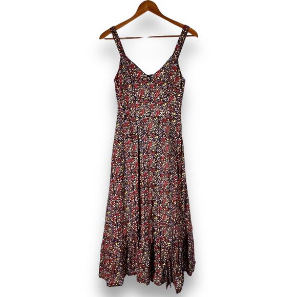 J.Crew Maxi Dress 00 Floral Calico Print Cottagecore Romantic Boho Style - Picture 3 of 12